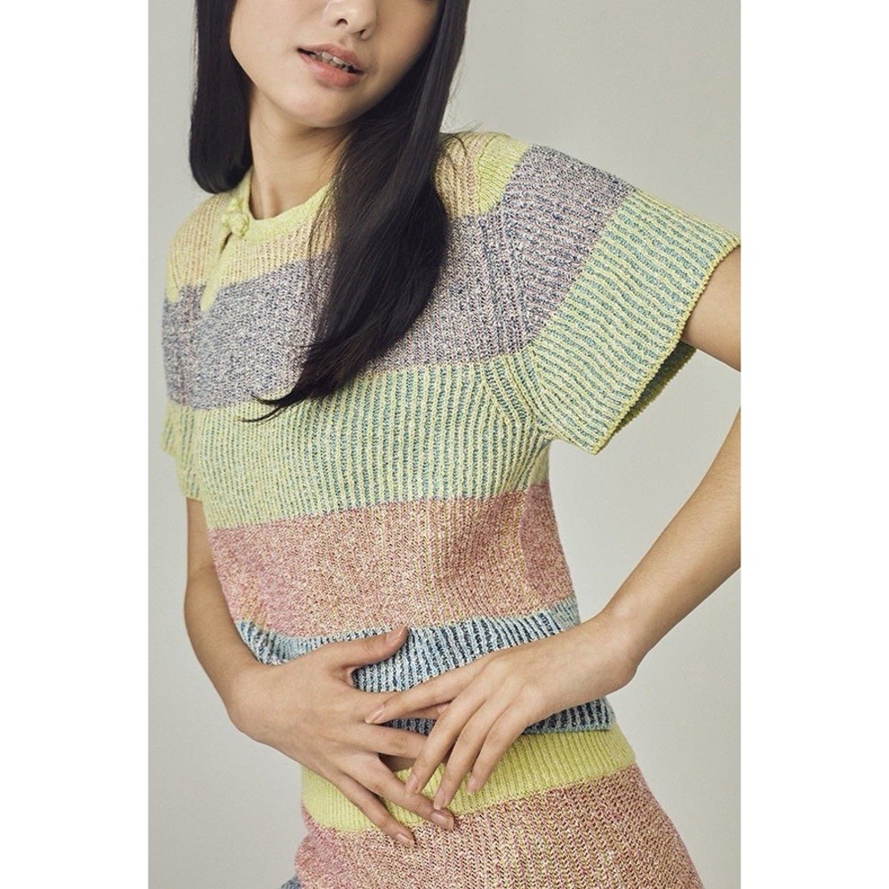 YanYan Knits Short Sleeve Multicolor Sweater Womens‎ Large Colorful Artsy Retro